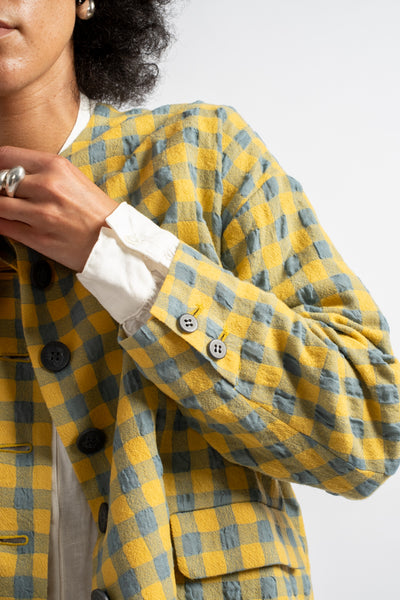 Gingham Check Jacket in Blue + Yellow