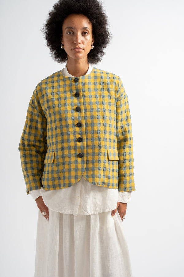 Gingham Check Jacket in Blue + Yellow