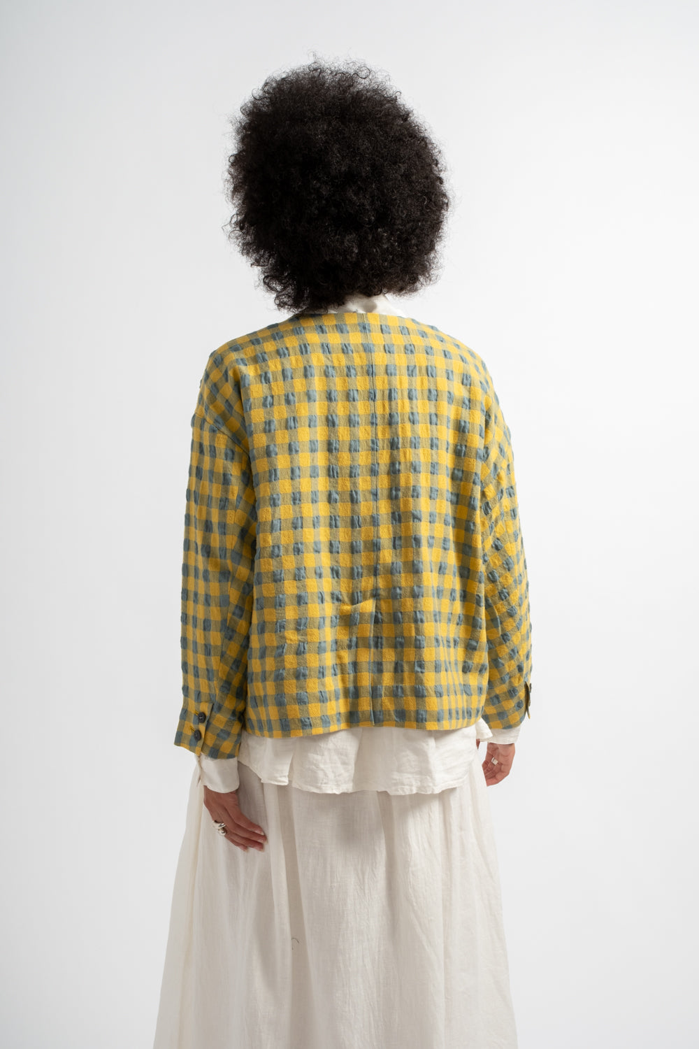 Gingham Check Jacket in Blue + Yellow