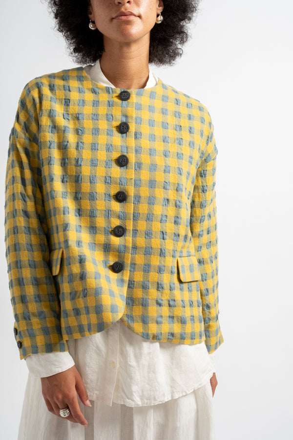 Gingham Check Jacket in Blue + Yellow