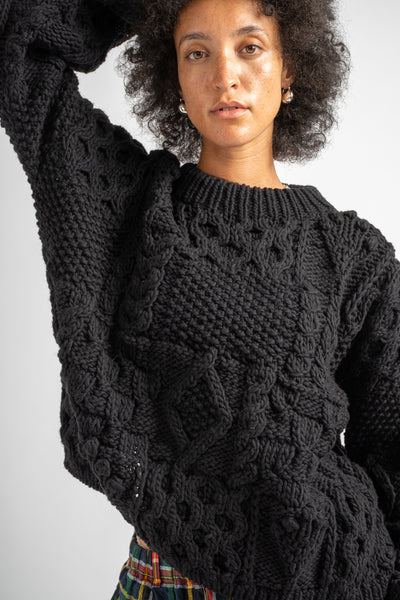 Peru Hand Knit Pullover in Black