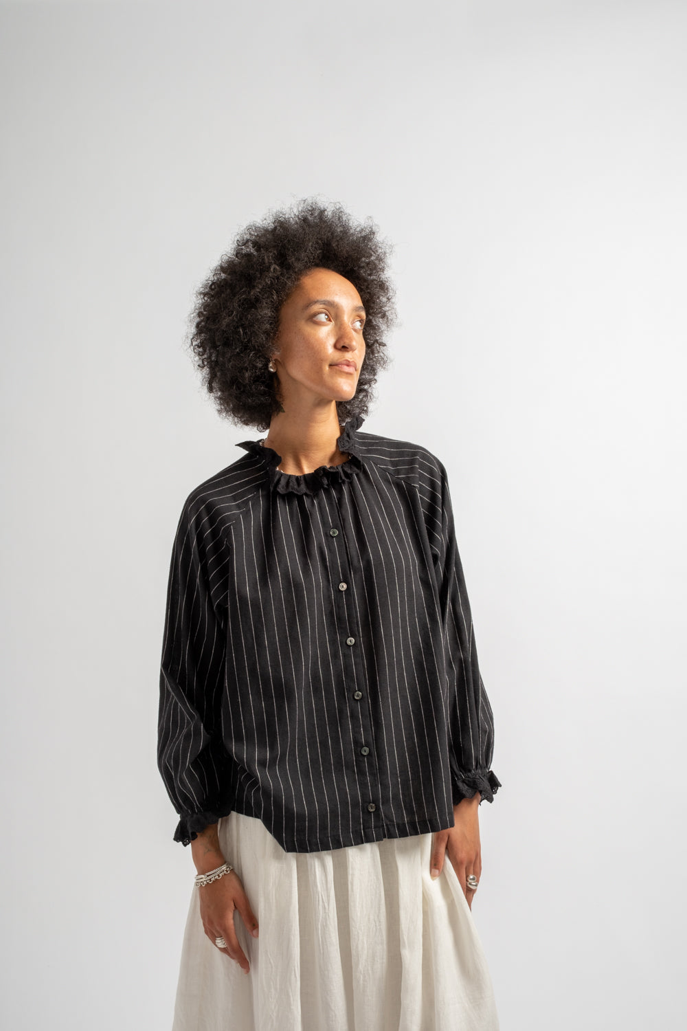 Pinstripe Shirt in Black