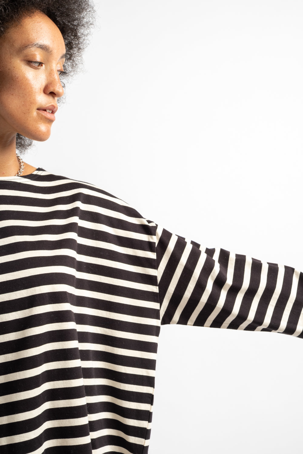 Stripe Pullover in Black + Natural