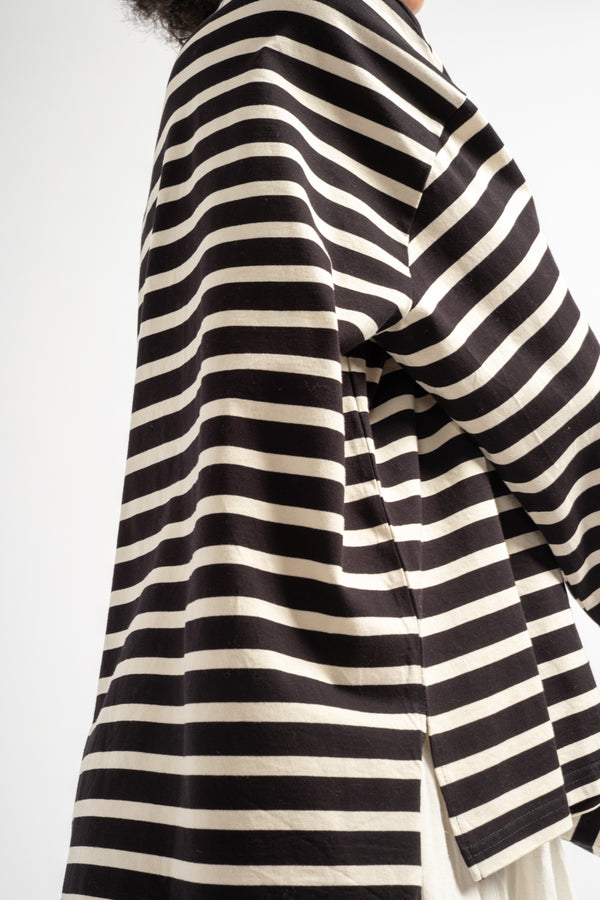 Stripe Pullover in Black + Natural