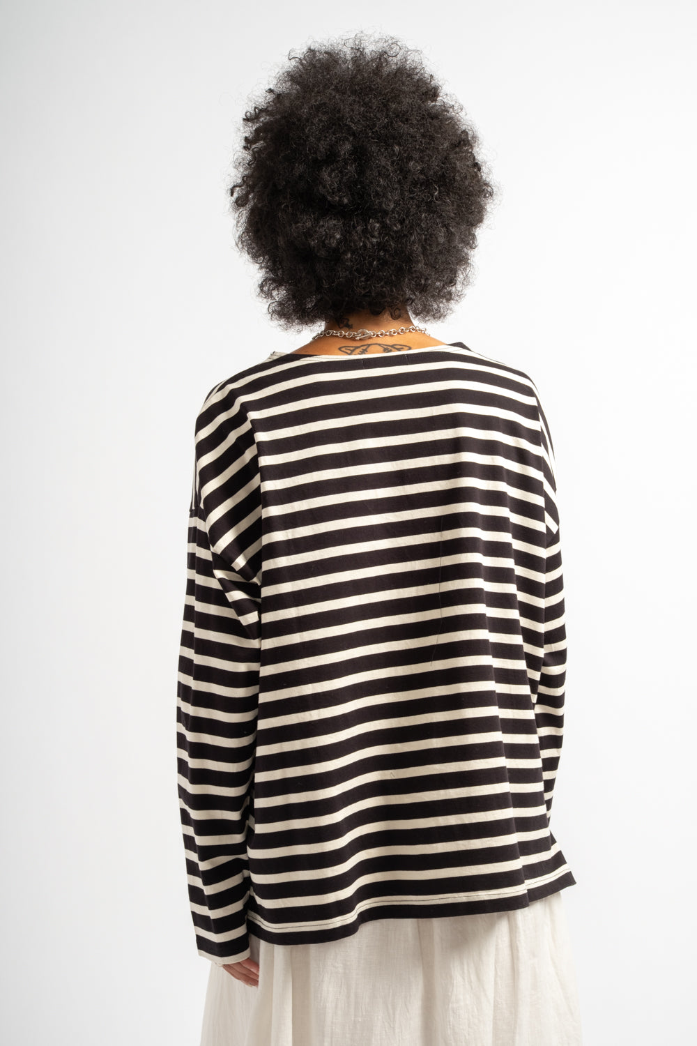 Stripe Pullover in Black + Natural
