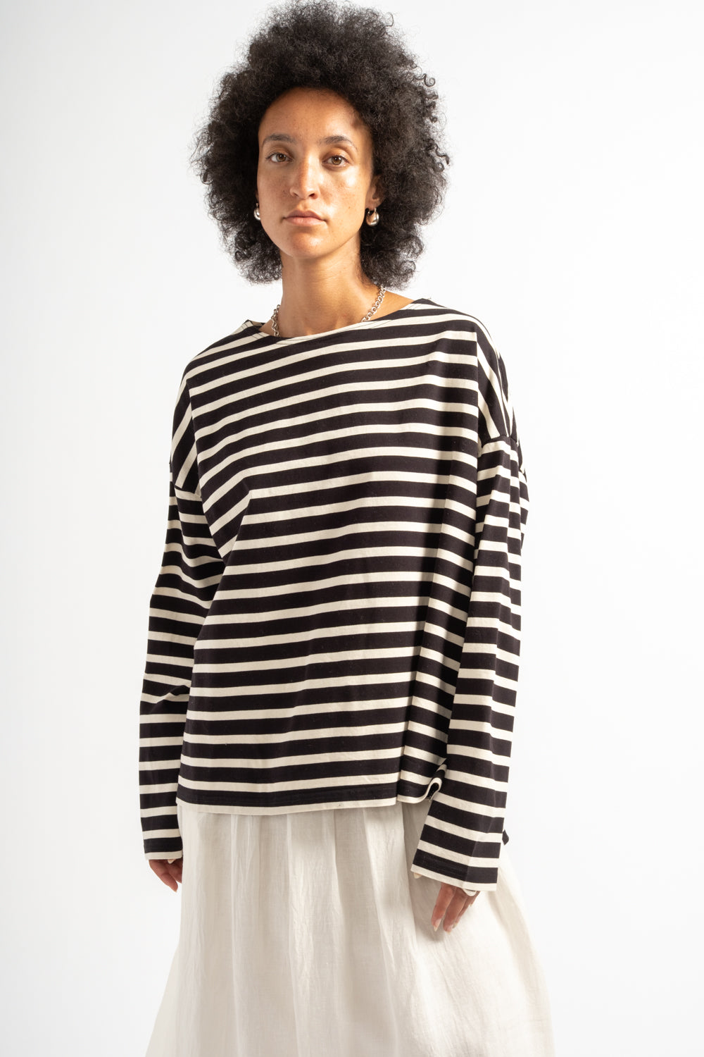 Stripe Pullover in Black + Natural