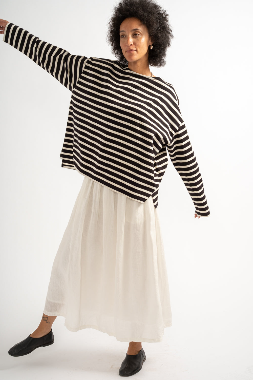 Stripe Pullover in Black + Natural