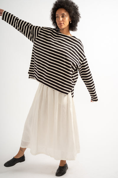 Stripe Pullover in Black + Natural
