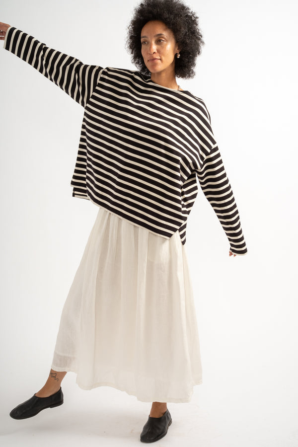 Stripe Pullover in Black + Natural