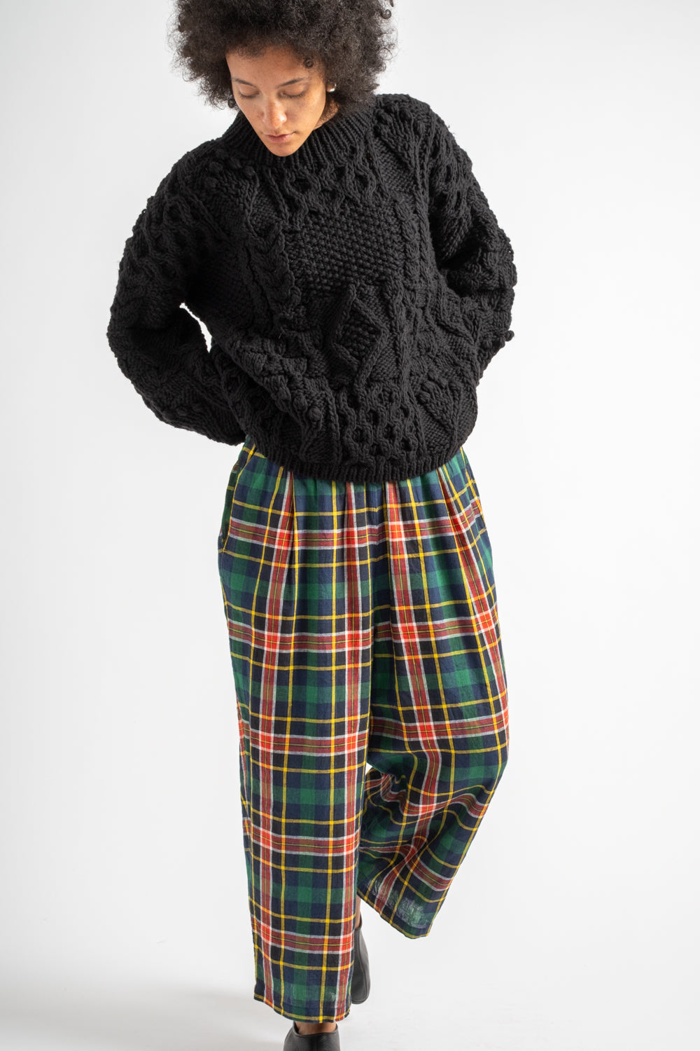 Tartan Check Pants in Navy