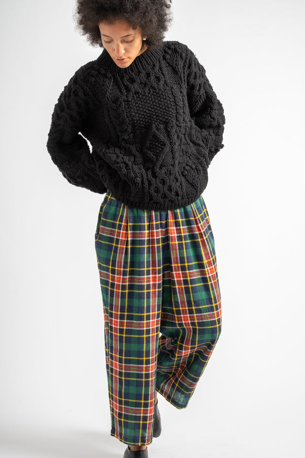 Tartan Check Pants in Navy