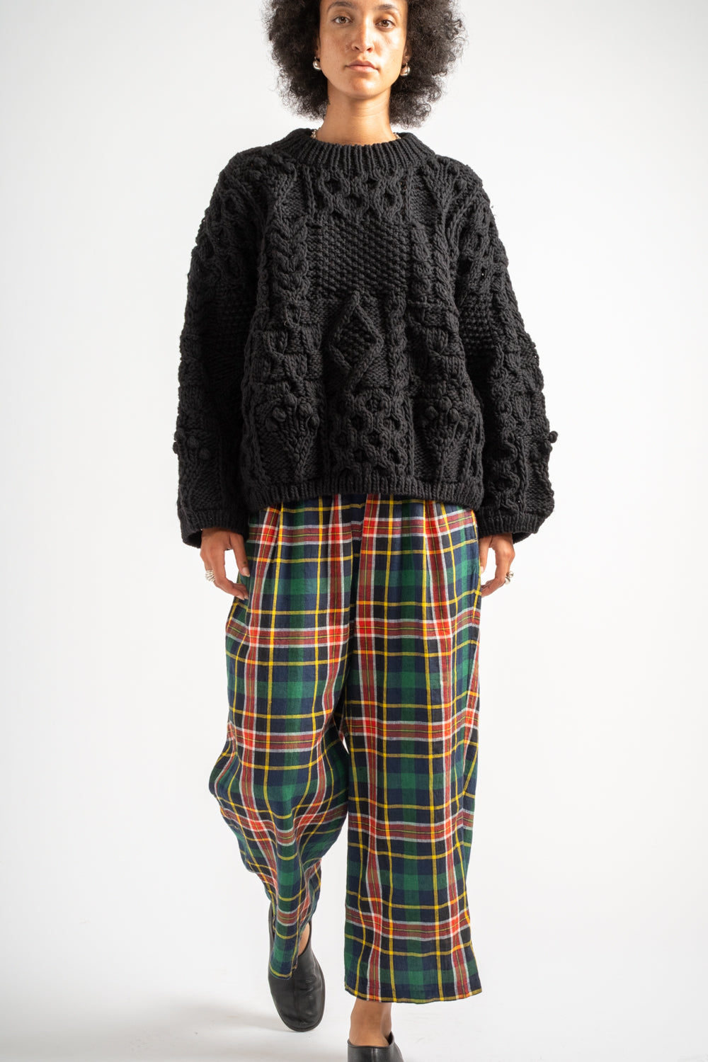 Tartan Check Pants in Navy