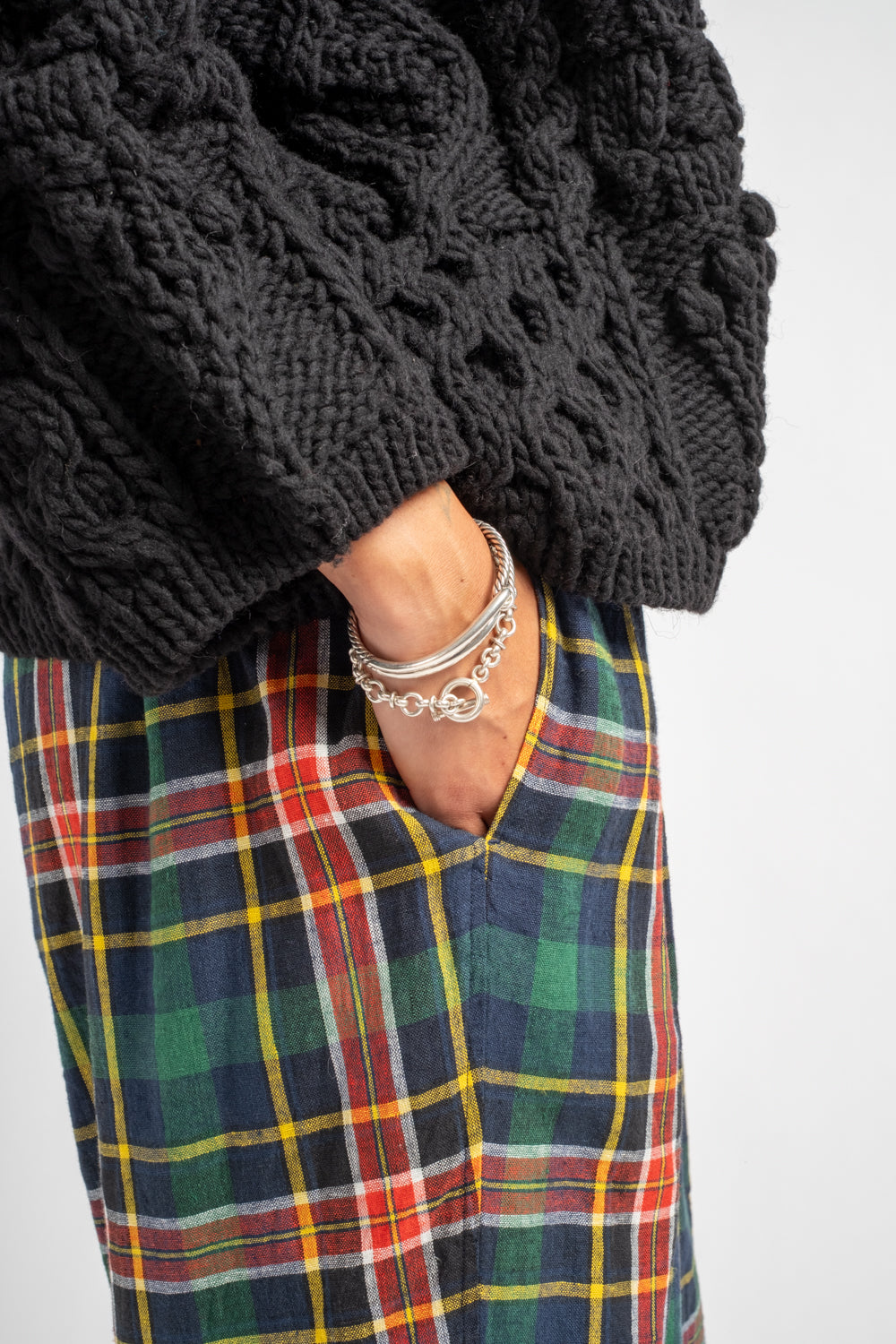 Tartan Check Pants in Navy