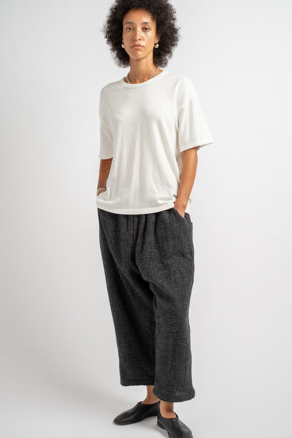 Wool Gauze Houndstooth Pants in Charcoal