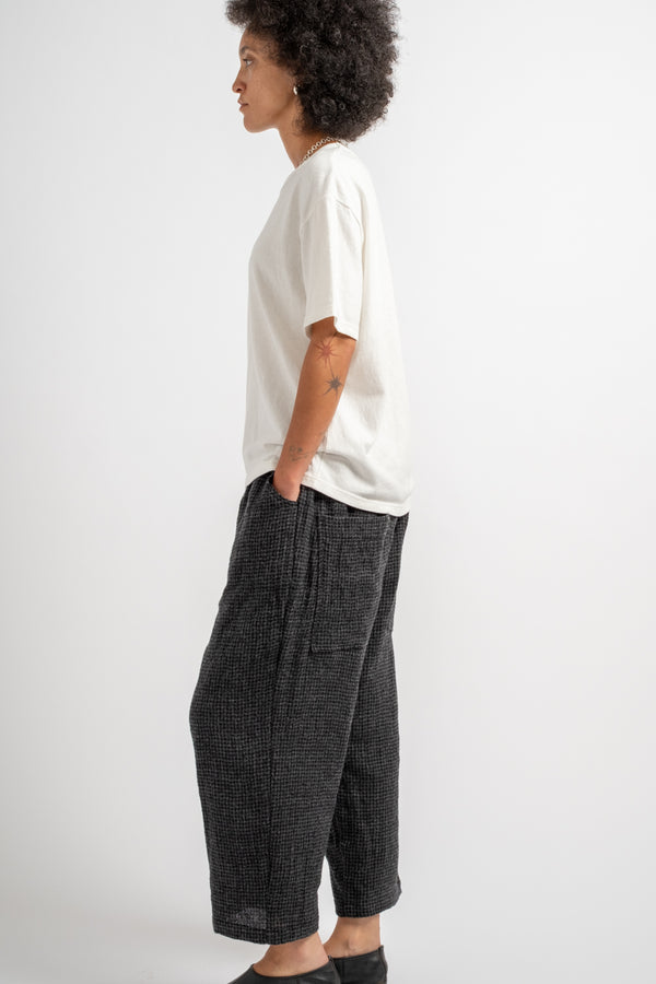 Wool Gauze Houndstooth Pants in Charcoal