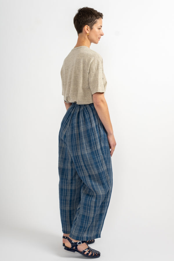 Check Pants in Navy