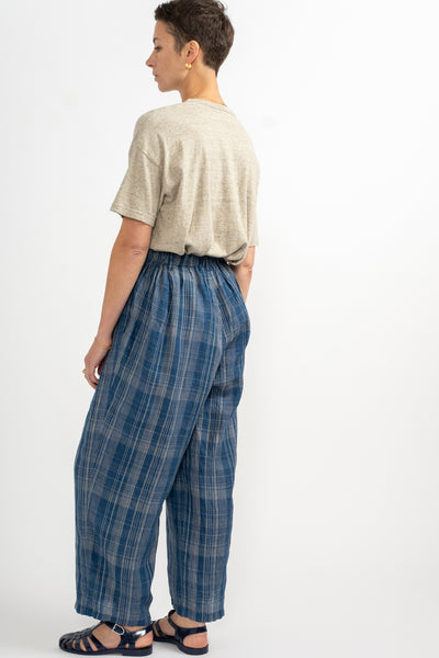 Check Pants in Navy