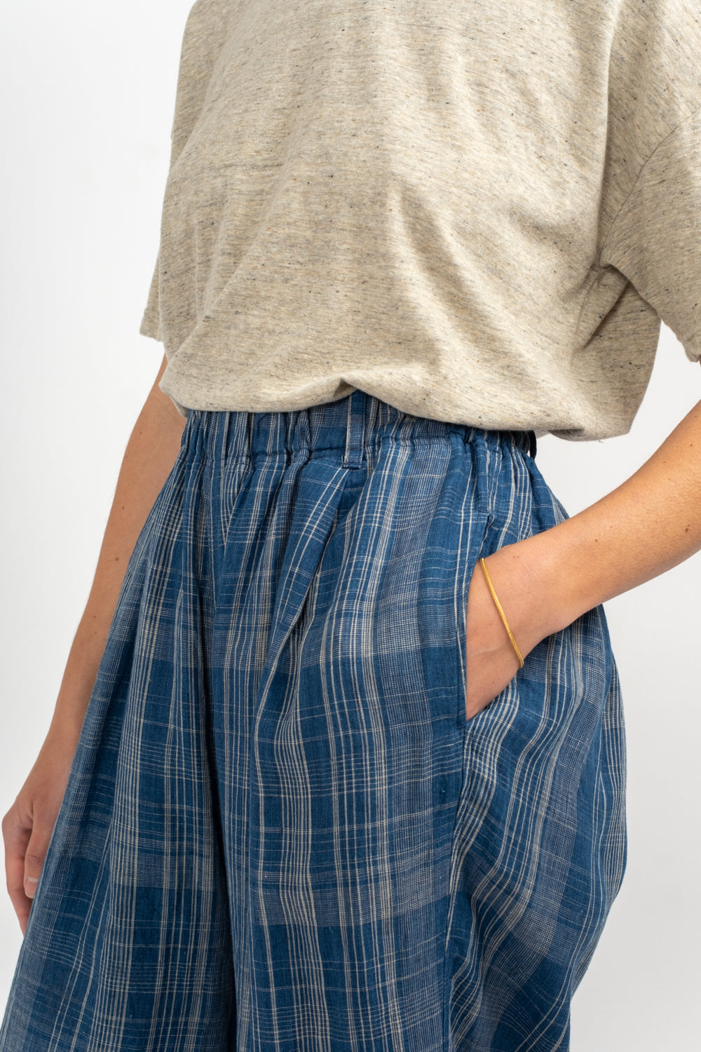 Check Pants in Navy