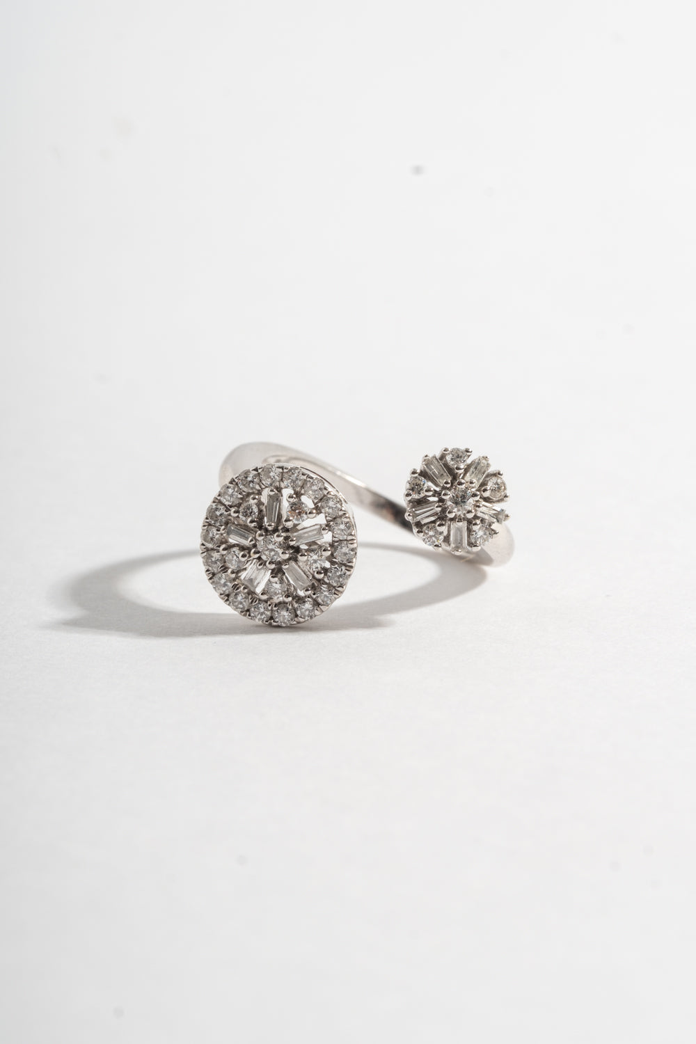 14K White Gold Double Starburst Ring