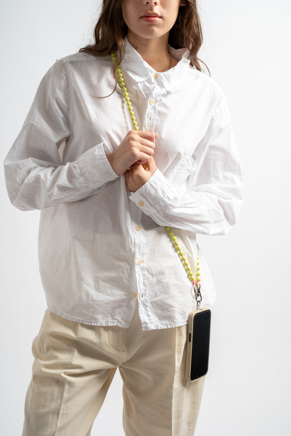 Phonenecklace in Lime + Rose