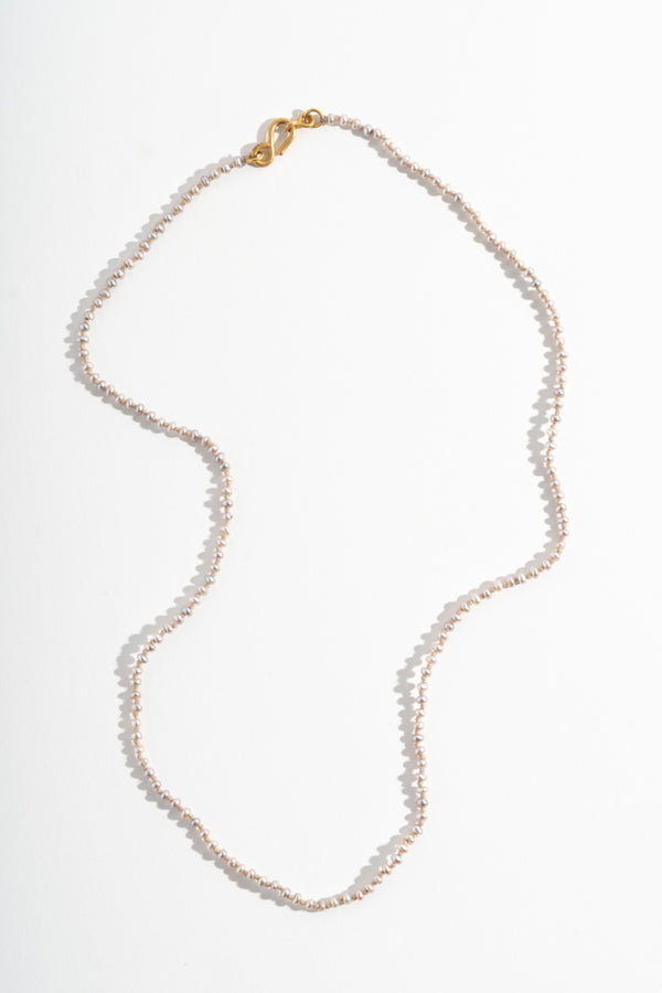 22K + Small Grey Seed Pearl Strand