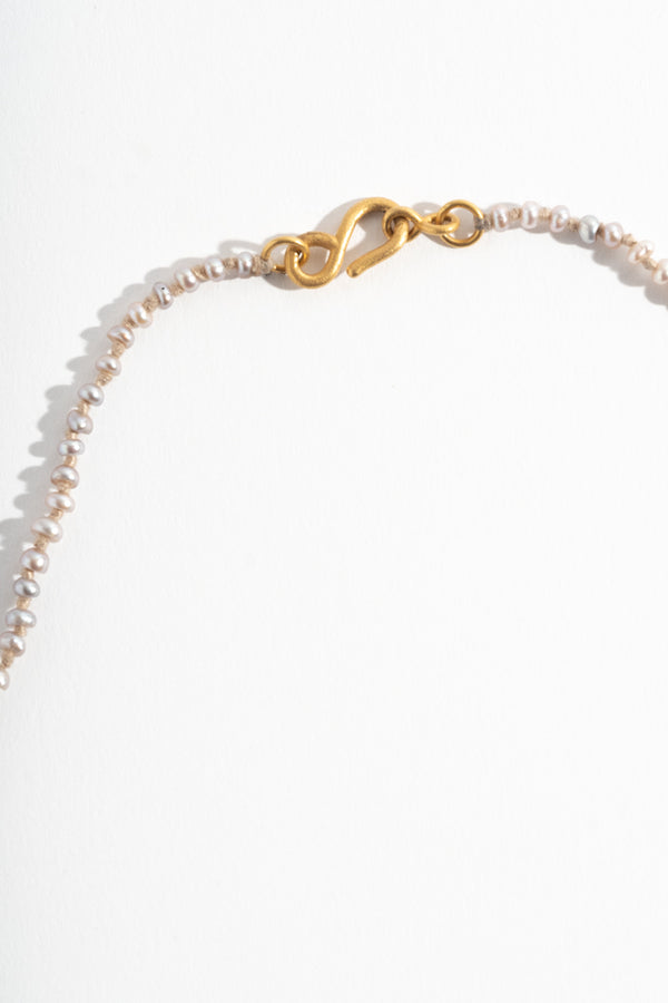 22K + Small Grey Seed Pearl Strand