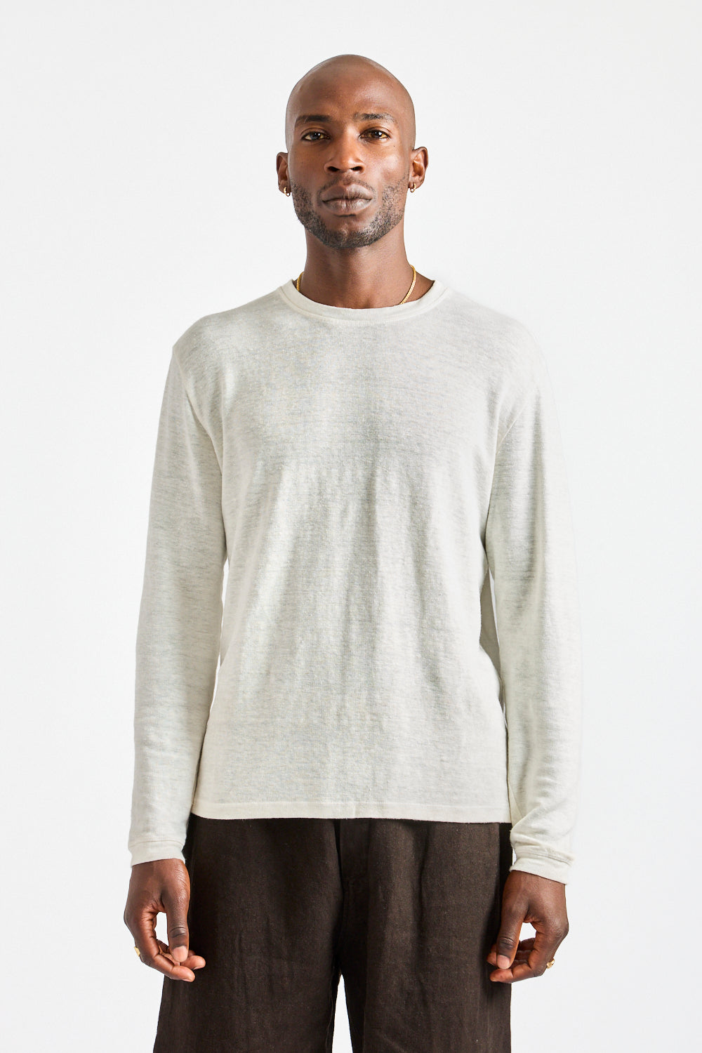 Mana10 100% Hemp Long Sleeve Tee in Washed White