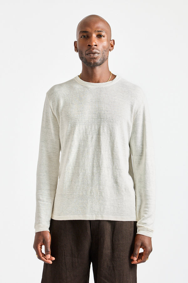 Mana10 100% Hemp Long Sleeve Tee in Washed White