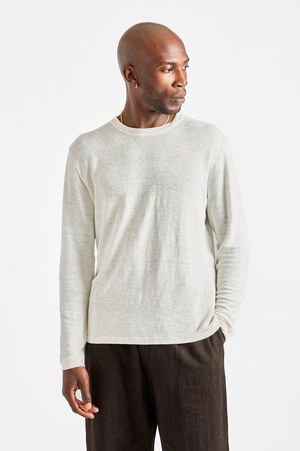 Mana10 100% Hemp Long Sleeve Tee in Washed White
