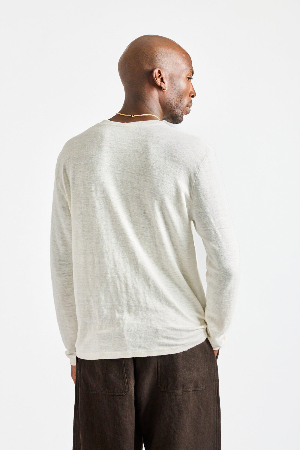 Mana10 100% Hemp Long Sleeve Tee in Washed White