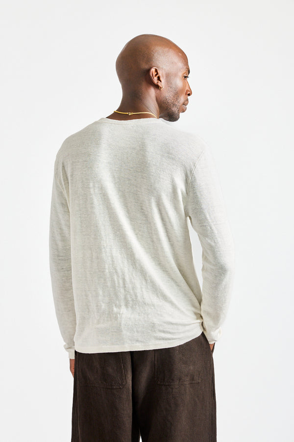 Mana10 100% Hemp Long Sleeve Tee in Washed White