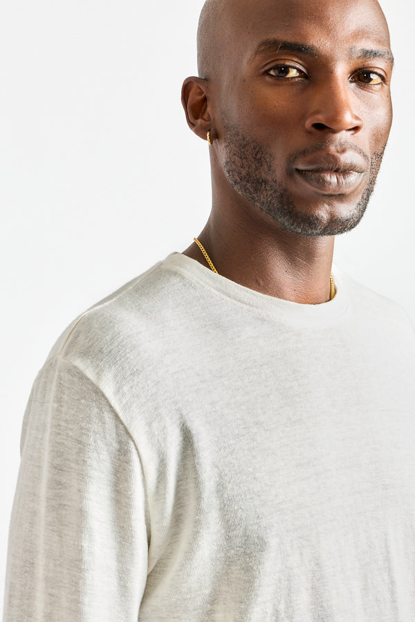 Mana10 100% Hemp Long Sleeve Tee in Washed White