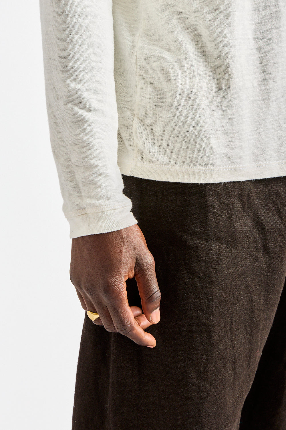 Mana10 100% Hemp Long Sleeve Tee in Washed White