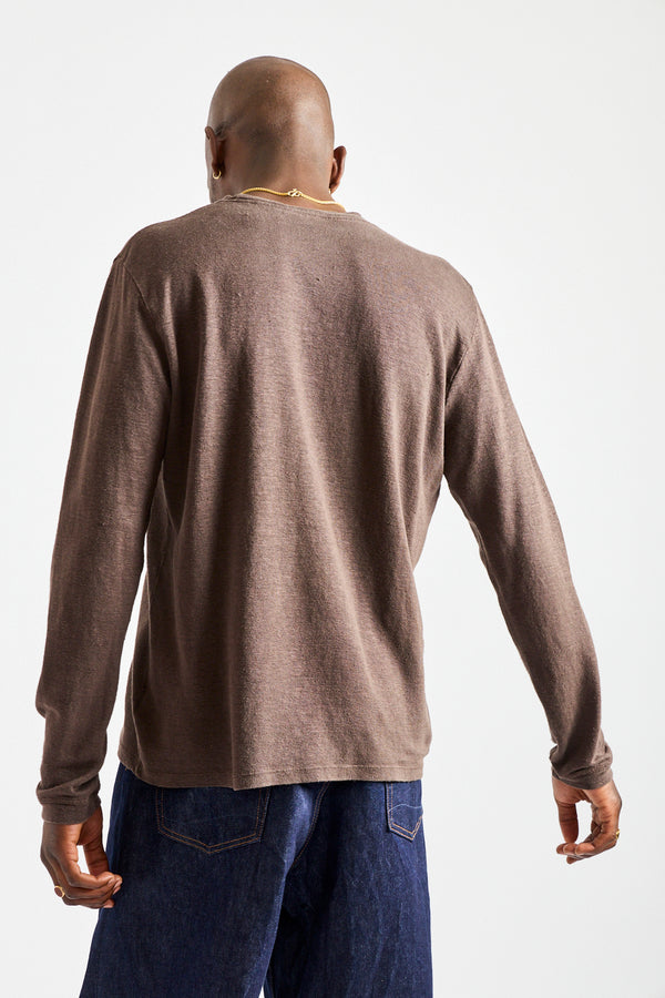 Mana10 100% Hemp Long Sleeve Tee in Coffee Bean