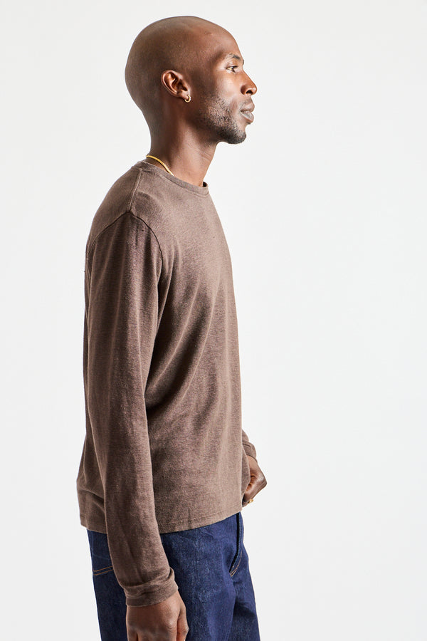 Mana10 100% Hemp Long Sleeve Tee in Coffee Bean