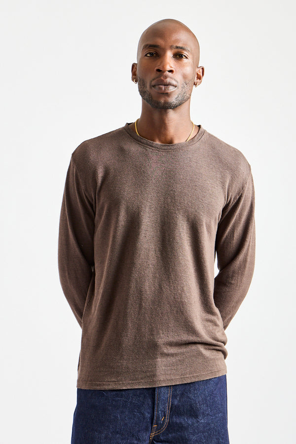Mana10 100% Hemp Long Sleeve Tee in Coffee Bean