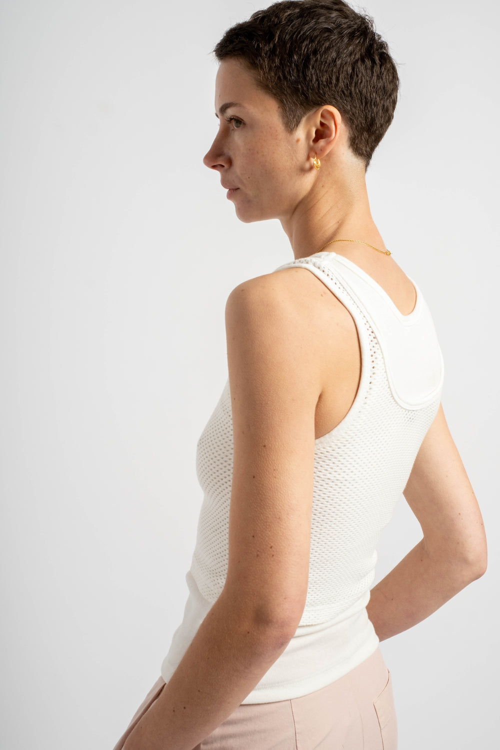 Mesh Sporty Tank in Washed White