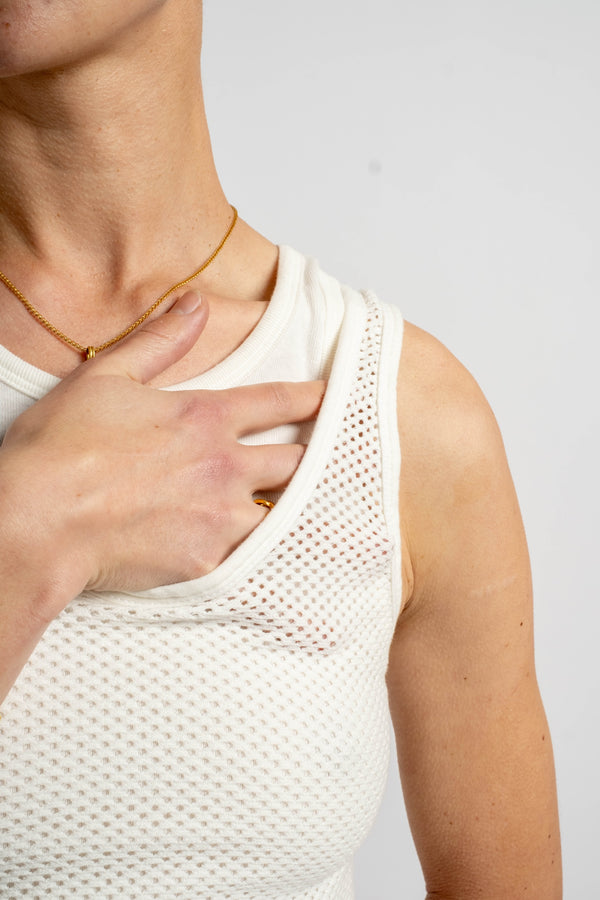 Mesh Sporty Tank in Washed White