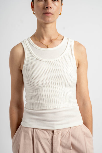 Mesh Sporty Tank in Washed White
