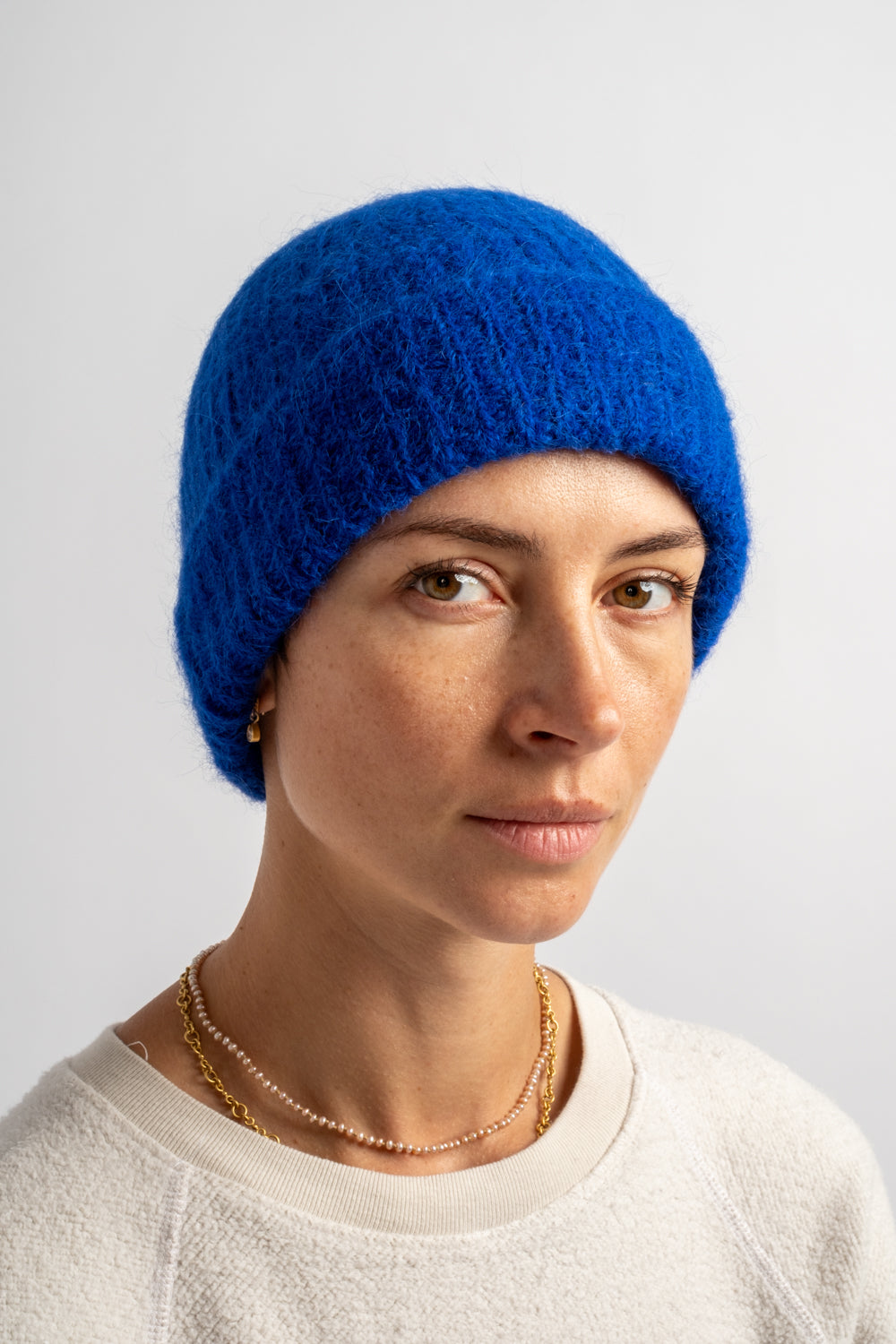 Alpaca + Wool Knitted Hat in Blue