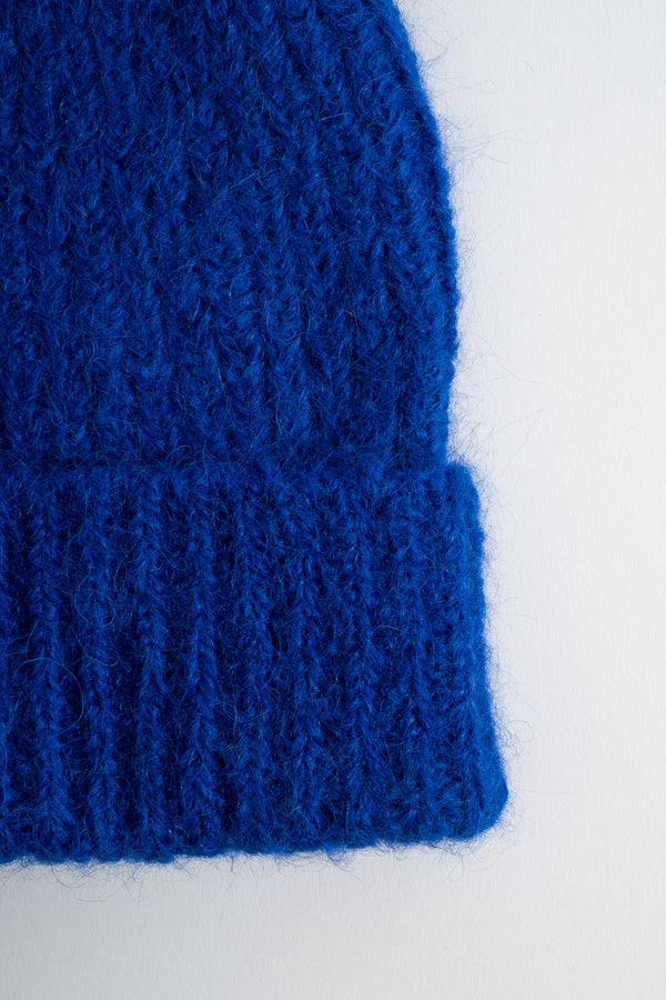 Alpaca + Wool Knitted Hat in Blue