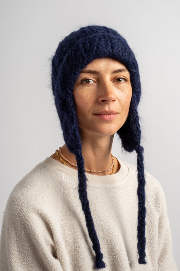 Alpaca + Wool Knitted Hat in Navy