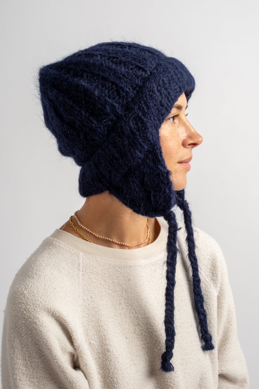 Alpaca + Wool Knitted Hat in Navy