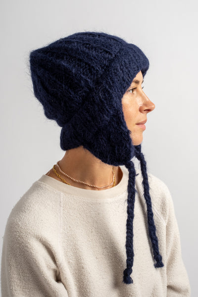 Alpaca + Wool Knitted Hat in Navy
