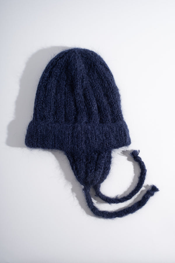 Alpaca + Wool Knitted Hat in Navy
