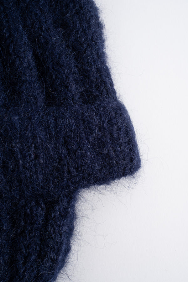 Alpaca + Wool Knitted Hat in Navy