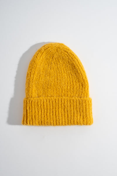 Alpaca + Wool Knitted Hat in Yellow