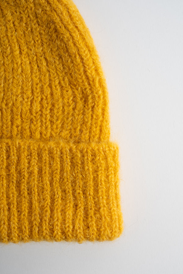 Alpaca + Wool Knitted Hat in Yellow