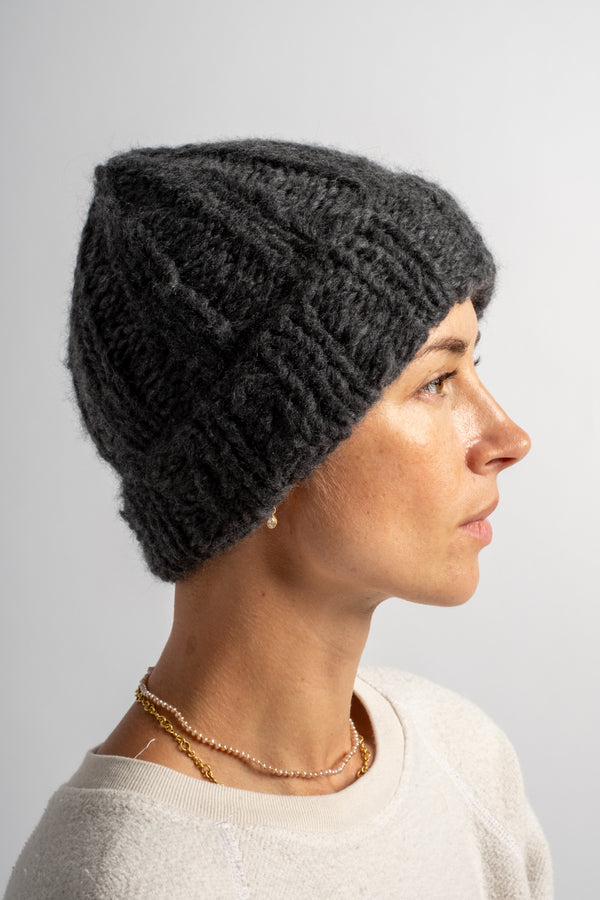Cashmere Knitted Hat in Charcoal