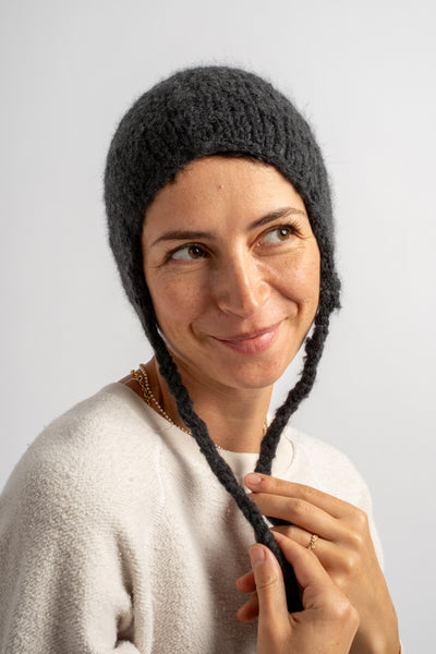 Cashmere + Silk Knitted Hat in Anthra